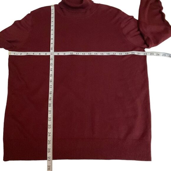 Joseph A Sweater Pullover Turtleneck Maroon Windsor Wine Faux Button Cuff Large - Picture 6 of 8